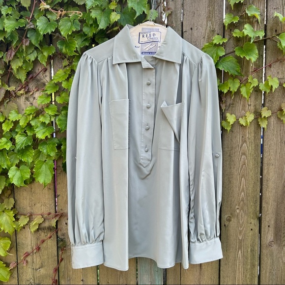 Chaus Tops - Vintage sage green half button blouse